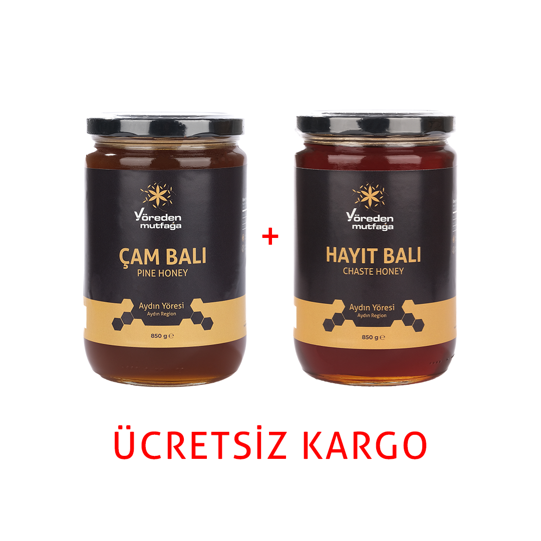 Ham Çam (Salgı) Balı + Ham Hayıt Çiçeği Balı 850 g 2'li Paket