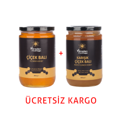Ham Çiçek Balı + Ham Karışık (Adaçayı, Kekik, Lavanta) Çiçek Balı