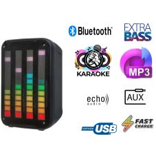 Taşınabilir Hoparlör Çanta Amfi Bluetooth RGB Ledli Mikrofon Güçlü Ses Party Box Ses Bombası 8 inc