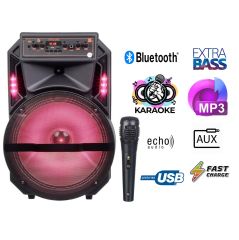 Bluetooth Hoparlör 12 inc Karaoke Mikrofon Party Box Taşınabilir Çanta Anfi Güçlü Ses Bombası