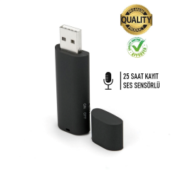 USB Flash Bellek Ses Kayıt Cihazı  25 Saat Aralıksız Kayıt Sese Duyarlı veya Zaman Ayarlı Kaydeder