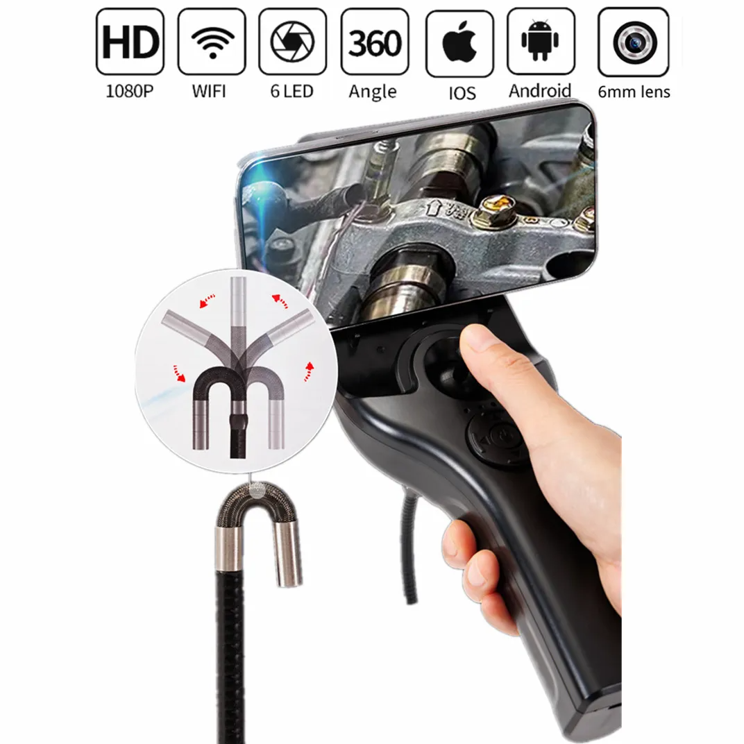 Wifi Endoskop Kamera Borescope Joystick hareketli 2 yön 360 ° Yılan Kamera 1 Mt