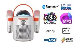 Mikrofonlu Kumandalı Rgb Ledli Taşınabilir Bluetooth Hoparlör Çift Mikrofonlu Süper Güçlü Ses