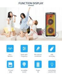 ZQS-8215 Bluetooth Hoparlör Müzik Sistemi Parti Yüksek Güçlü Anfi AUX USB FM Kablosuz Mikrofon Çanta