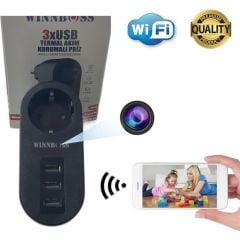 Wifi Priz Hd Gizli Video Kamera Uzaktan Canlı Izleme ve Kayıt Dinleme 32 GB Hafıza USB ve Akım Korumalı