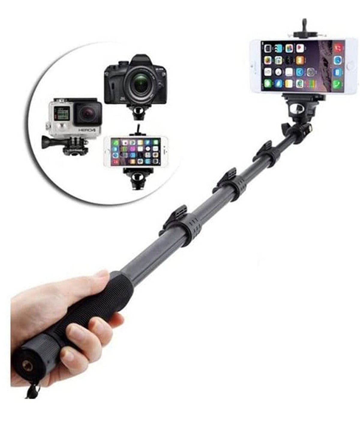 Bluetooth Kumandalı Selfie Çubuğu, Teleskopik Öz Çekim, Kamera, Telefon - Siyah