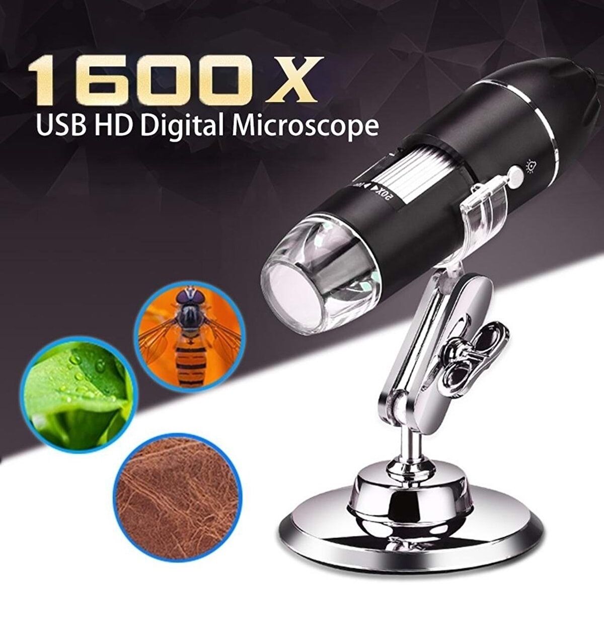 1600X Zoom 2mp USB Dijital Mikroskop 8 Ledli Kamera Telefon Tablet Bilgisayara Bağlantı