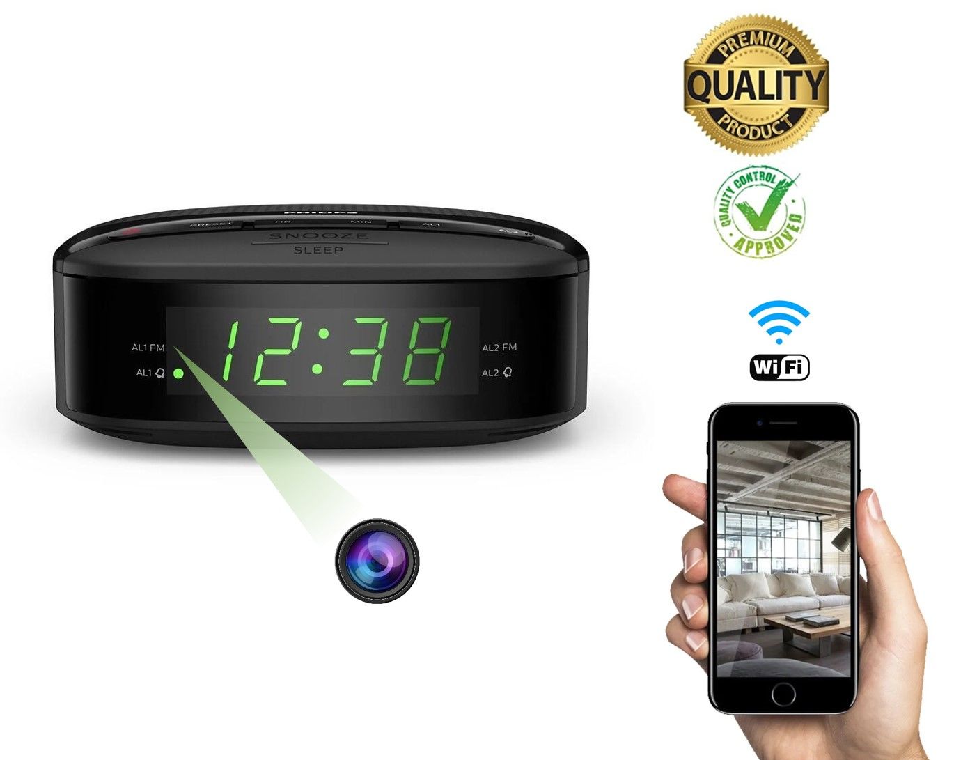 Masa Saati Wifi Gizli Video Kamera Hareket Sensörlü Ses Video Kayıt 32gb Uzaktan Canlı İzleme Dinleme Cihazı