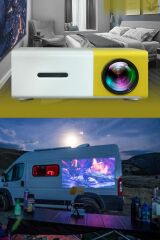 Profesyonel Ev Kamp Karavan Film Dizi Mini Taşınabilir Projektör Pikse Hd Kalite 1080p Led