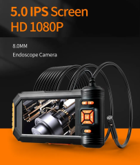 Lens Endüstriyel Endoskop 1080P 5 'LCD Borescope Muayene Yılan Kamera 8mm IP67 su geçirmez