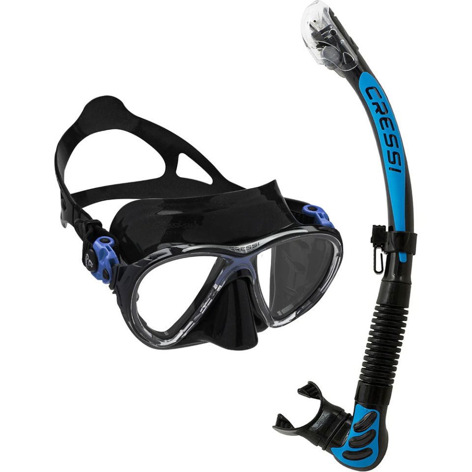 Cressi Big Eyes Evolution Maske Alpha Ultra Dry Şnorkel Seti BLACK-BLUE