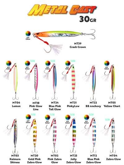 Fujin Metal Cast 30gr Shore Jig Metal Yem MT20 Gold Pink Zebra Glow