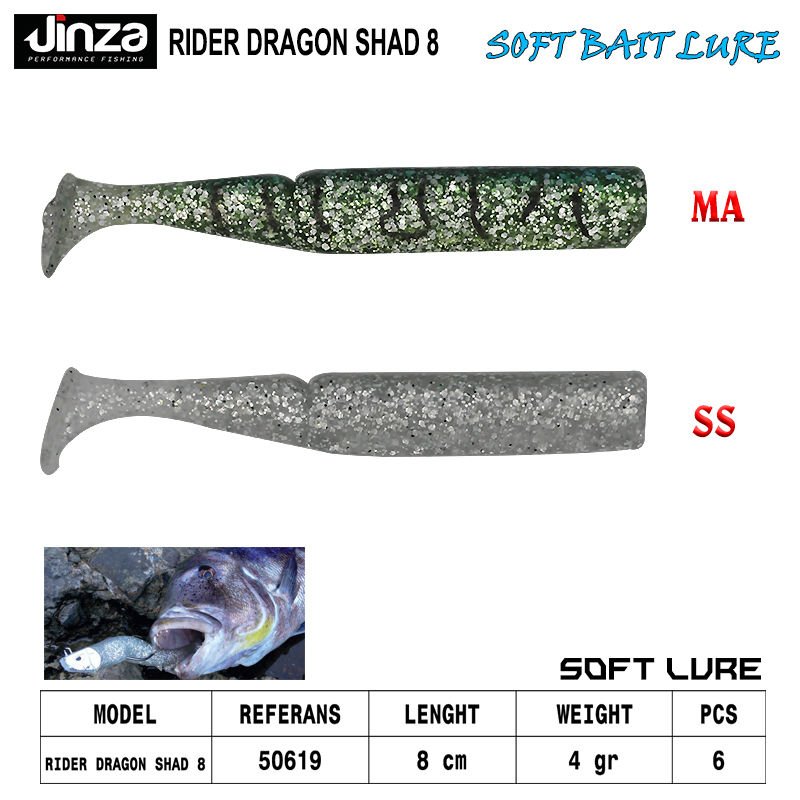 Jinza Rider Dragon Shad 80 mm 4 gr Silikon Balık