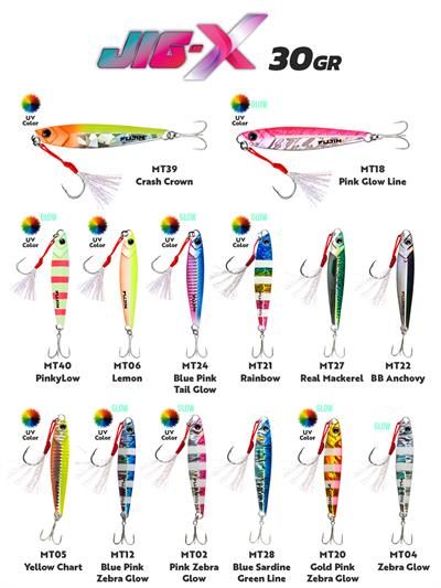Fujin Jig-X 30gr Light Jigging jig Yem MT21 Rainbow