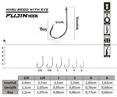 Fujin Maru Seigo With Eye Çapraz Delikli Olta Kancası