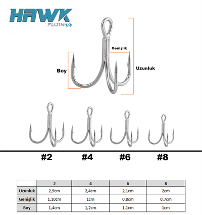 Fujin Hawk Süper Anti-Rust Üçlü Kanca