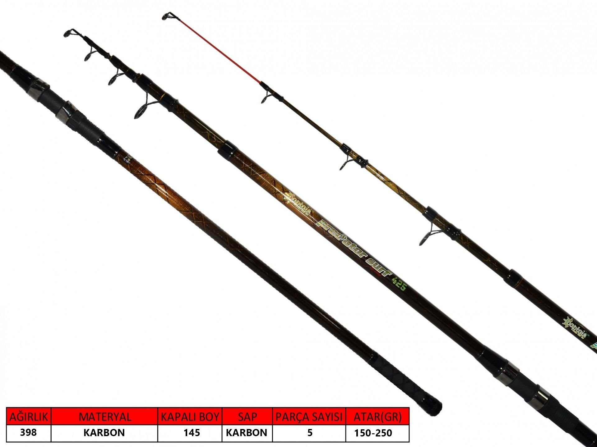 Captain 1523 Predator 425cm Tele Surf Kamış 150-250gr Atar