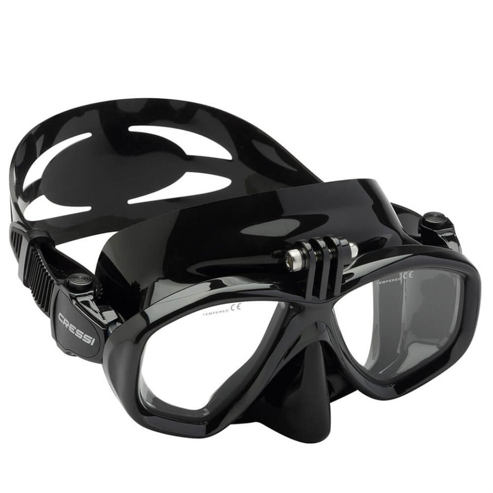 Cressi Action Dalış Maskesi Su Altı Kamera Aparatlı BLACK - BLACK
