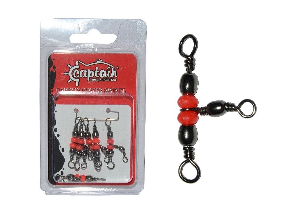 Captain 5129 Üçlü Boncuklu T Fırdöndü 6'lı Paket Black Nikel