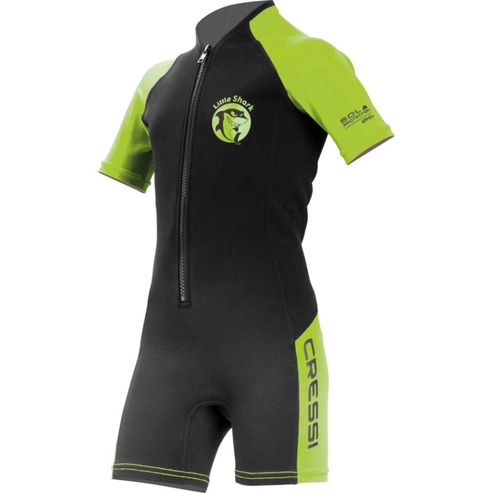 Cressi Little Shark Junior Shorty Dalış Elbisesi BLACK / LIME - 2MM - 5/6 YAŞ