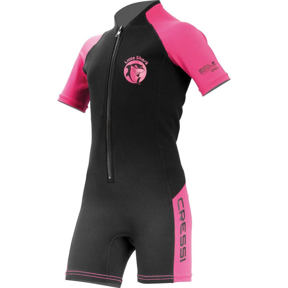 Cressi Little Shark Junior Shorty Dalış Elbisesi BLACK / PINK - 2MM - 5/6 YAŞ