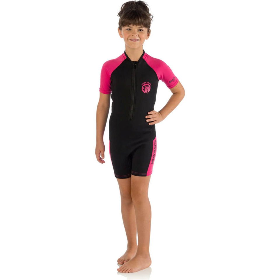 Cressi Little Shark Junior Shorty Dalış Elbisesi BLACK / PINK - 2MM - 5/6 YAŞ