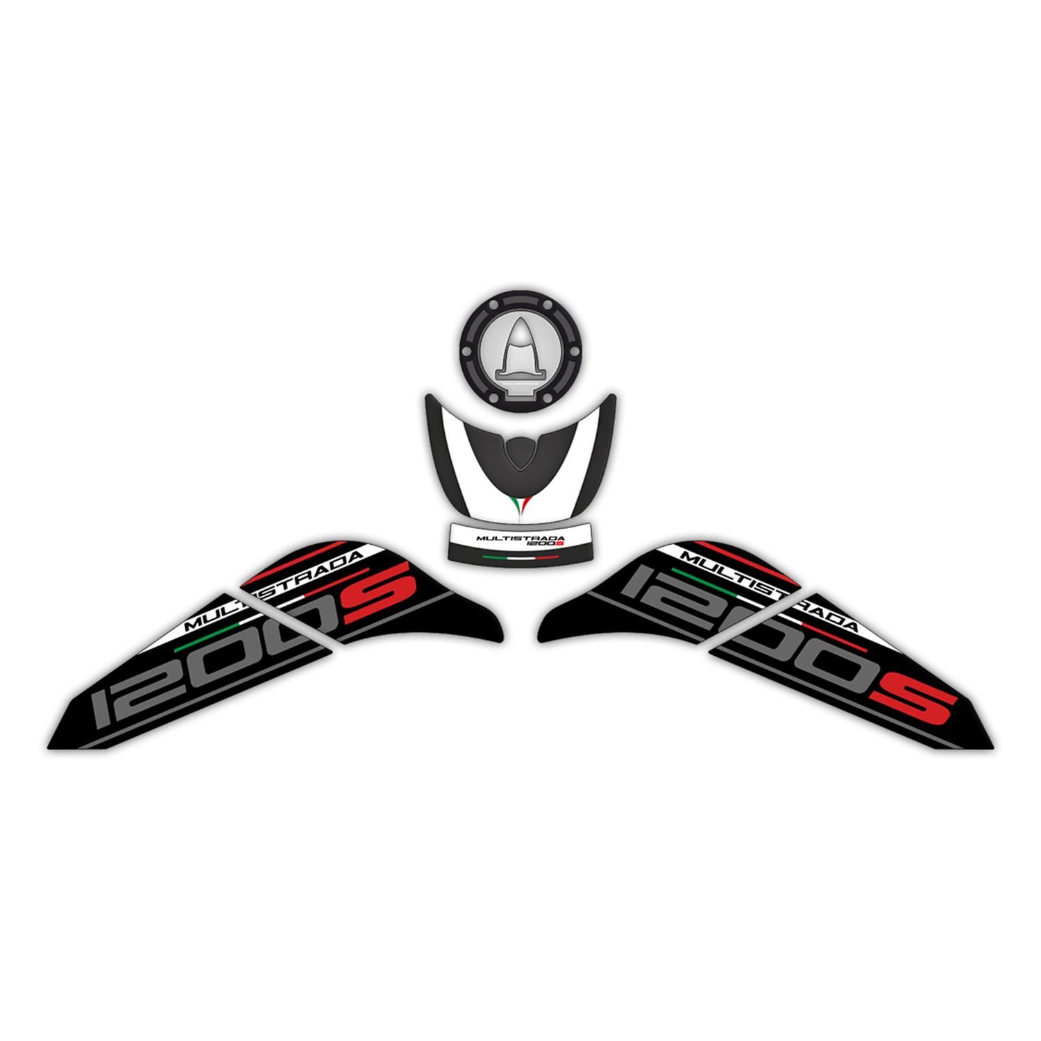 GP Kompozit Ducati Multistrada 1200 S 2015-2018 Uyumlu Tank Pad Seti Beyaz