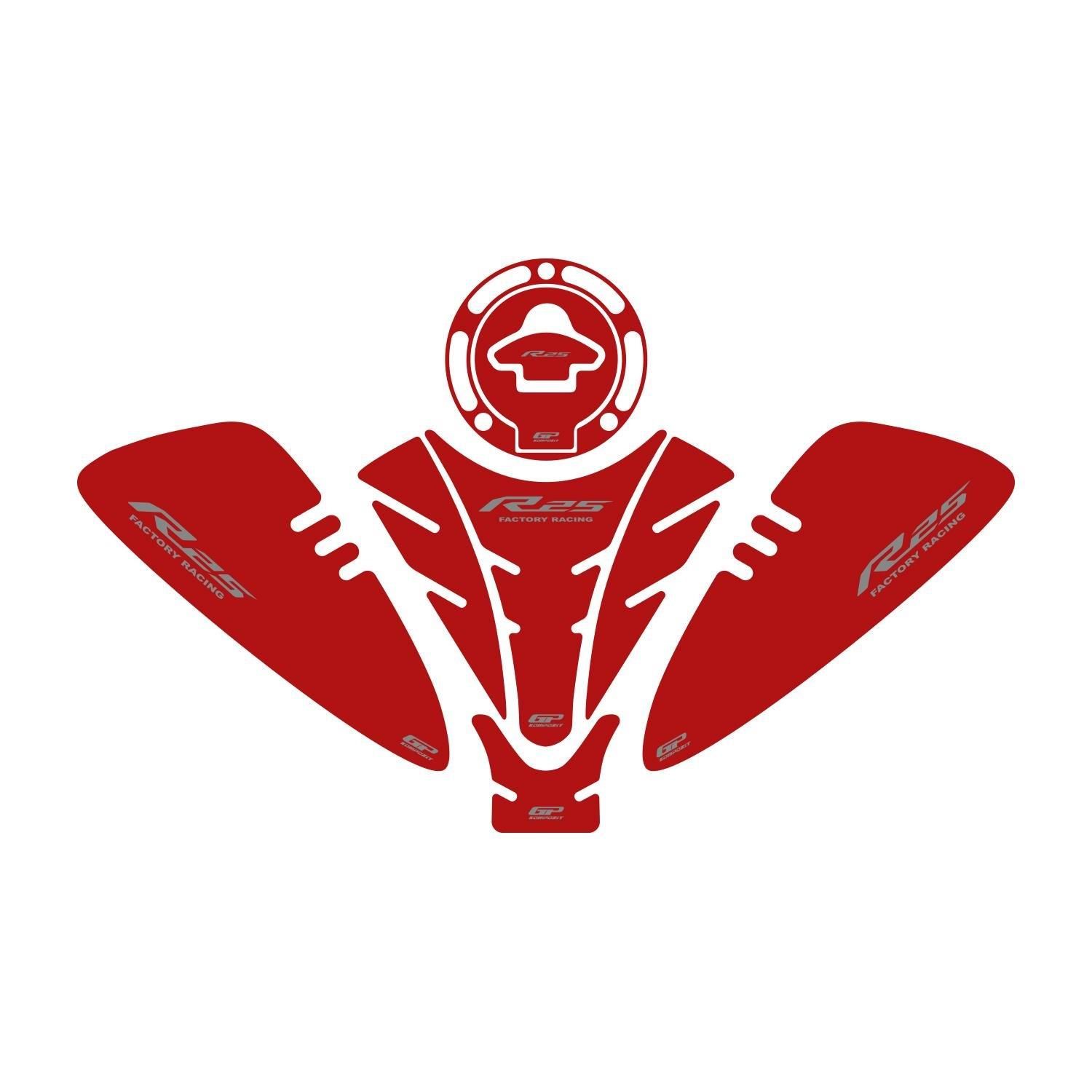 GP Kompozit Yamaha R25 2019-2023 Uyumlu Tank Pad Seti Kırmızı