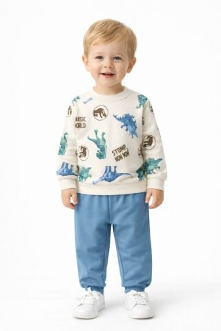 Erkek Çocuk Önü Baskılı Sweatshirt Ve Eşofman Alt Takım BGL-ST05256