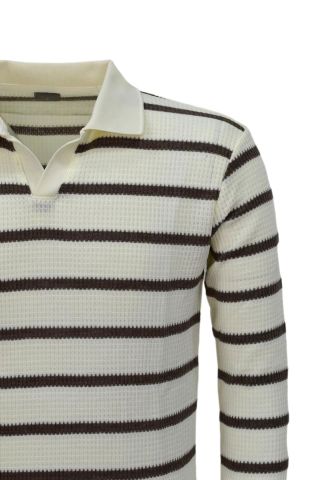 Erkek Spor Çizgili Mevsimlik Triko Polo Yaka Kazak BGL-ST03931