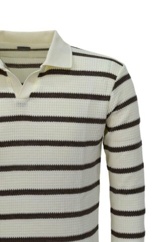 Erkek Spor Çizgili Mevsimlik Triko Polo Yaka Kazak BGL-ST03931