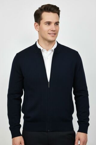 Erkek Hakim Yaka Astarlı Triko Fermuarlı Mont BGL-ST04832