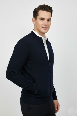 Erkek Hakim Yaka Astarlı Triko Fermuarlı Mont BGL-ST04832