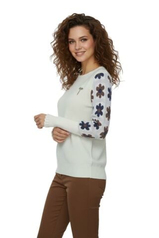 Kadın Triko Papatyalı Kazak BGL-ST03357