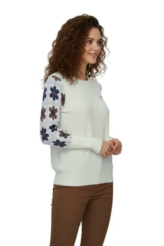 Kadın Triko Papatyalı Kazak BGL-ST03357