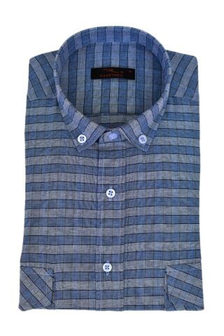 Erkek Klasik Çift Cep Kapaklı Uzun Kol Gömlek BGL-ST03559