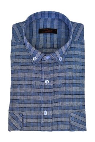 Erkek Klasik Çift Cep Kapaklı Uzun Kol Gömlek BGL-ST03559