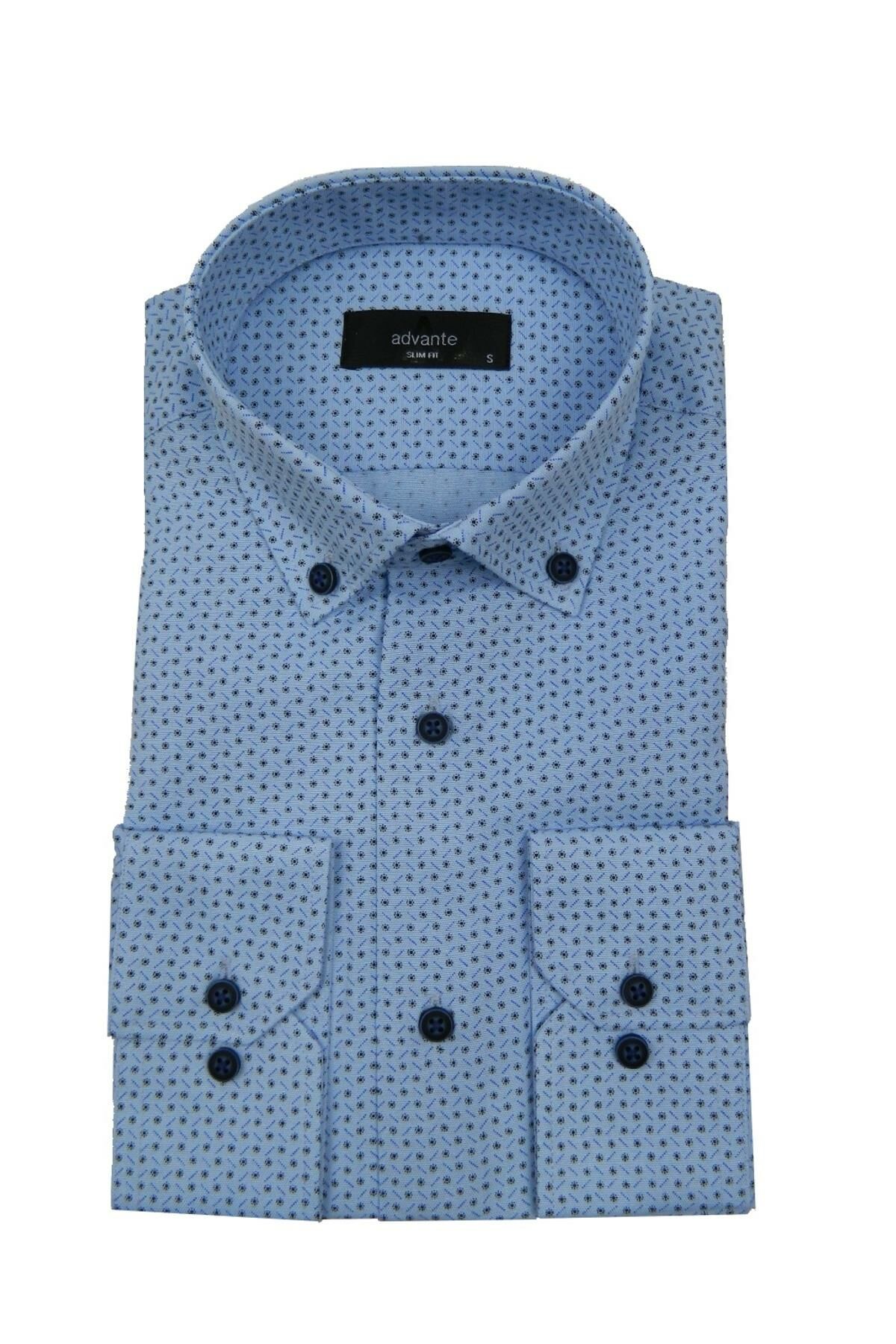 Erkek Slim Fitt Puaniyeli Gömlek 000173