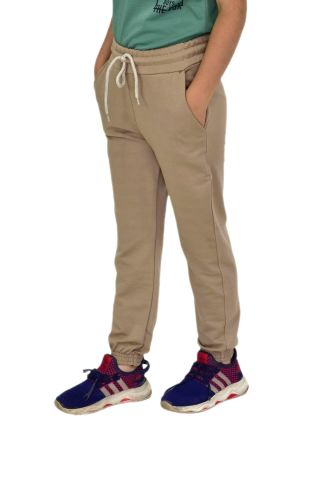 Bej Rengi Bel Paça Lastikli Kız Erkek Çocuk Eşofman Altı BGL-ST04723