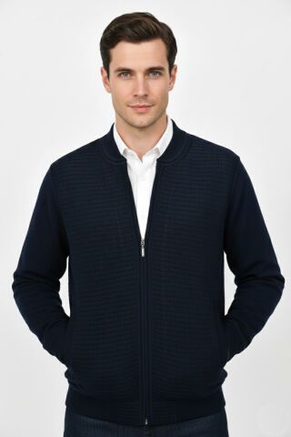 Erkek Hakim Yaka Astarlı Triko Fermuarlı Mont BGL-ST04831