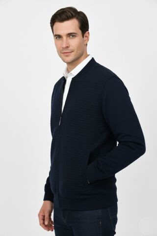 Erkek Hakim Yaka Astarlı Triko Fermuarlı Mont BGL-ST04831