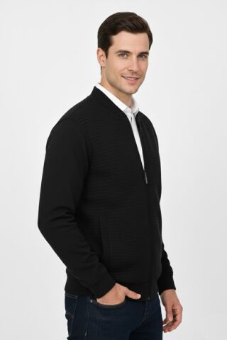 Erkek Hakim Yaka Astarlı Triko Fermuarlı Mont BGL-ST04831