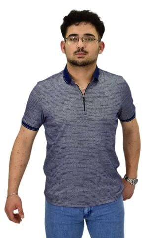 Erkek Polo Yaka Fermuarlı Merserize Jakarlı Tişört 7640 BGL-ST04537