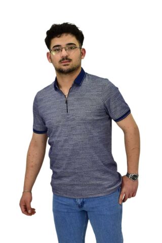 Erkek Polo Yaka Fermuarlı Merserize Jakarlı Tişört 7640 BGL-ST04537