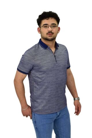 Erkek Polo Yaka Fermuarlı Merserize Jakarlı Tişört 7640 BGL-ST04537