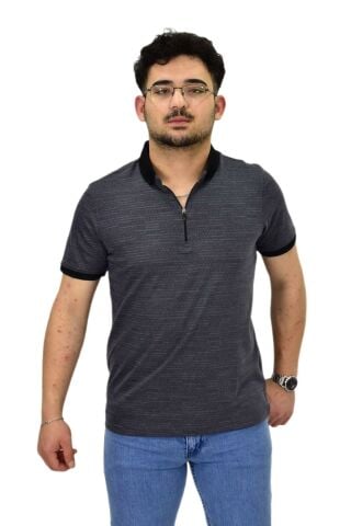 Erkek Polo Yaka Fermuarlı Merserize Jakarlı Tişört 7640 BGL-ST04537
