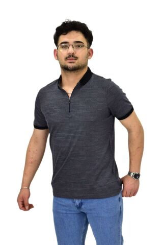 Erkek Polo Yaka Fermuarlı Merserize Jakarlı Tişört 7640 BGL-ST04537