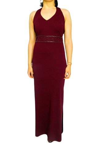 Kadın Kırmızı Beli İşli Abiye Elbise RS2134