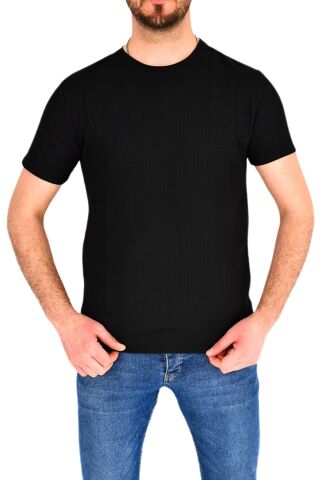 Erkek Büyük Beden Sıfır Yaka Tişört Waffle BGL-ST01893