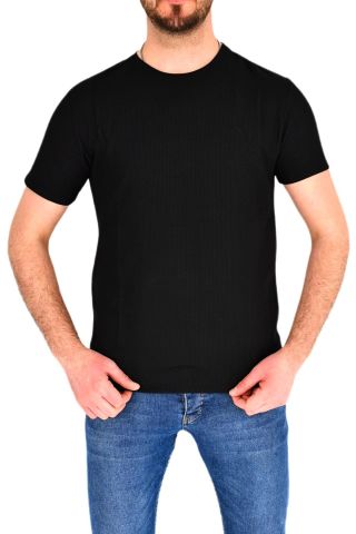 Erkek Büyük Beden Sıfır Yaka Tişört Waffle BGL-ST01893